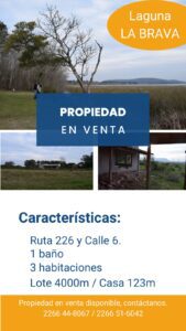 TERRENO DE 4.000 M2 EN VLLA LAGUNA BRAVA A 40 KM DE MDP