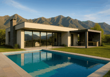 Casa moderna con pileta y vista a los cerros en Santa Maria